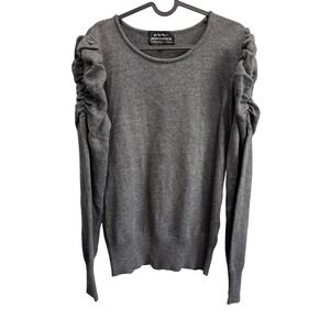 Montana Clothing Company Gray Ruched Sleeve Pullover Knit Sweater XL‎